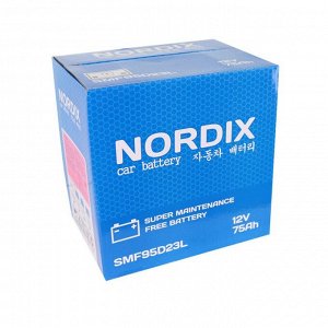 Аккумулятор Nordix 95D23L, 75Ач, CCA 650А, необслуживаемый