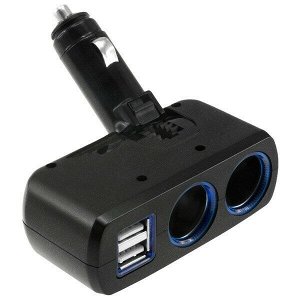 Разветвитель прикуривателя Olesson 12/24В, 2 гнезда, 2xUSB (5В, 3.1А макс.), 120Вт, черный, с подсветкой, арт. 1637