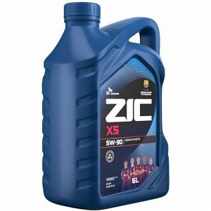 Масло моторное ZIC X5 5w30, полусинтетическое, API SP, ILSAC GF-6A, для бензинового двигателя, 6л, арт. 172621