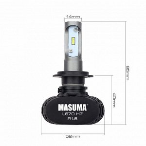 Лампа светодиодная Masuma LED H7 (PX26d, T11), 12/24В, 18Вт (соответствует 55Вт), 6000К, комплект 2 шт, арт. L670