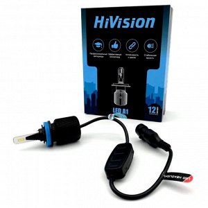 Лампа светодиодная HiVision A1 H11, H8, H16 (PGJ19-1, PGJ19-2, PGJ19-3, T11), 12В, 20Вт (соответствует 55Вт), 3000К, комплект 2 шт, арт. Л0365