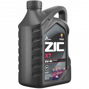 Масло моторное ZIC X7 5w40, синтетическое, API SP, ACEA A3/B3/B4, универсальное, 4л, арт. 162662