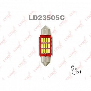 Лампа светодиодная LYNXauto Festoon C5W (SV8.5, T11x35), 24В, 5Вт, 7000К, 1 шт, арт. LD23505C