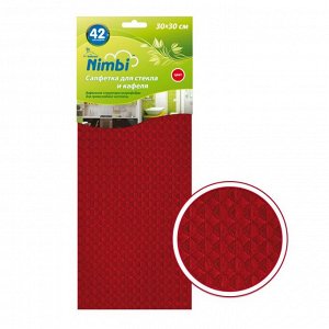 Салфетка Kolibriya Nimbi-42, вафельная, для стёкол и кафеля, 300x300мм, красная, арт. Nim-0541.red