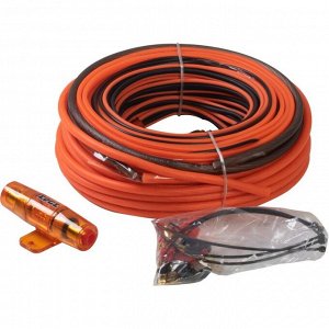 Комплект проводов для 2-канального усилителя EDGE EDC-AK820, силовой (8AWG), заземляющий (8AWG), акустический (18AWG), управляющий (18AWG) и межблочный кабели, держатель с предохранителем Mini ANL 40А