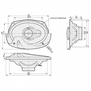 Коаксиальная акустическая система Pioneer TS-R6951S, 3-полосная, 6x9" (15х23см), 50/400Вт, 31-35000Гц, 2 динамика