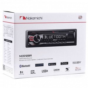 Автомагнитола Nakamichi NQ512BR, 1 DIN, USB/AUX/Bluetooth, 4х50Вт, пульт ДУ, красная подсветка