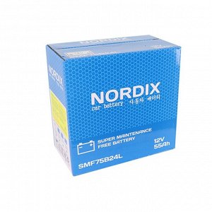 Аккумулятор Nordix 75B24L, 55Ач, CCA 520А, необслуживаемый