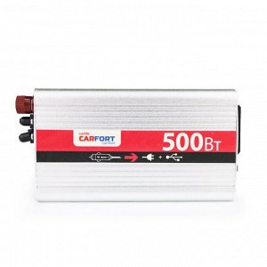 Инвертор напряжения Carfort, 12В(DC)→220В(AC), 50/60Гц, 500Вт, (+USB 5В), арт. CF-4050