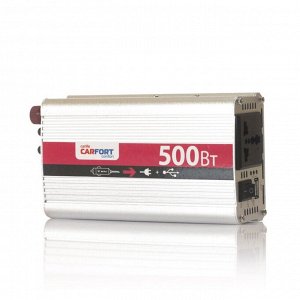 Инвертор напряжения Carfort, 12В(DC)→220В(AC), 50/60Гц, 500Вт, (+USB 5В), арт. CF-4050