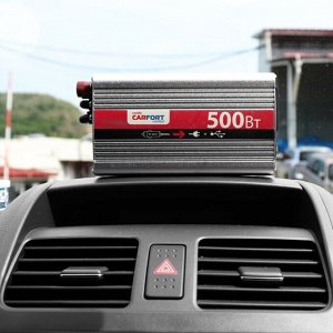 Инвертор напряжения Carfort, 12В(DC)→220В(AC), 50/60Гц, 500Вт, (+USB 5В), арт. CF-4050