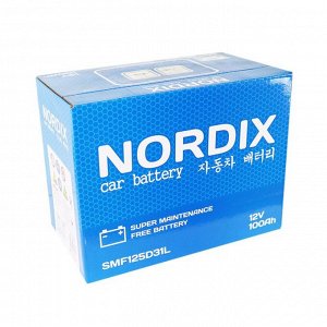 Аккумулятор Nordix 125D31L, 100Ач, CCA 830А, необслуживаемый