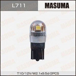 Лампы светодиодные Masuma LED W5W (T10, W2.1x9.5d), 12В, 1Вт (соответствует 5Вт), 6500К, комплект 2шт, арт. L711