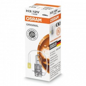 Лампа галогенная Osram H3 (PK22s, T12), 12В, 55Вт, 3200К, 1 шт, арт. 64151