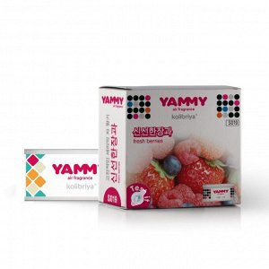 Ароматизатор на торпедо Yammy Fresh Berries (Свежие ягоды), меловой, баночка, арт. S019