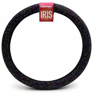 Оплетка на руль Carfort Iris 14 с цветными кристаллами, кожа, черный цвет, размер M (37-39см)