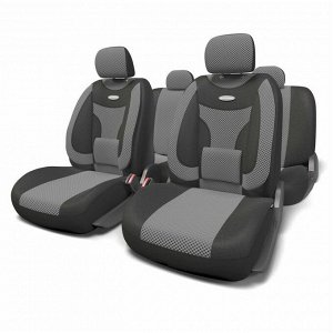 Чехлы AUTOPROFI EXTRACOMFORT для передних и задних сидений, велюр, черный/серый цвет, 11 предметов