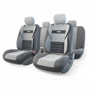 Чехлы AUTOPROFI COMFORT COMBO для передних и задних сидений, велюр, серый цвет, 11 предметов