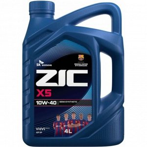 Масло моторное ZIC X5 10w40, полусинтетическое, API SP, для бензинового двигателя, 4л, арт. 162622