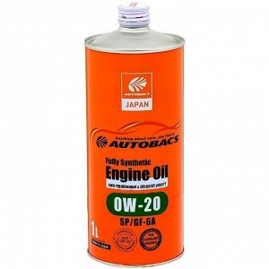 Масло моторное Autobacs Engine Oil 0w20, синтетическое, API SP, ILSAC GF-6A, для бензинового двигателя, 1л, арт. A01508394 (Япония)