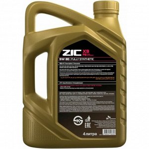 Масло моторное ZIC X9 FE 5w30, синтетическое, API SP, ACEA A5/B5, универсальное, 4л, арт. 162615