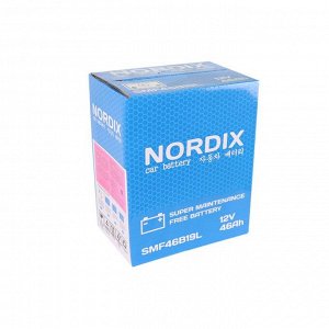 Аккумулятор Nordix 46B19L, 46Ач, CCA 370А, необслуживаемый