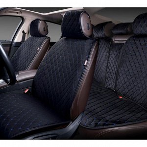 Чехлы-накидки Autopremier Alcantra Luxe, для переднего и заднего ряда, стеганая алькантара, черный/синий цвет, 4 предмета, арт. ALL1100