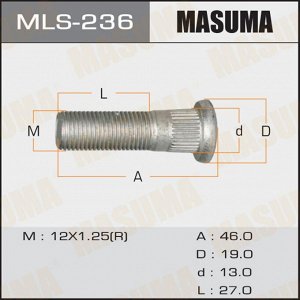 Шпилька колесная Masuma MLS-236, для Nissan / Suzuki, M12x1.25(R), длина 46мм