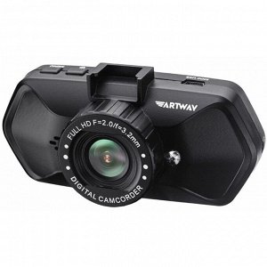 Видеорегистратор ARTWAY  AV-525 FullHD, 1,3Мп, 1920x1080, обзор 120°, экран 2", 2 камеры