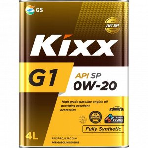 Масло моторное Kixx G1 0w20, синтетическое, API SP RC, ILSAC GF-6A, для бензинового двигателя, 4л, арт. L209844TE1