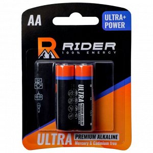 Батарейка щелочная Rider Ultra+ Power Premium Alkaline, AA (LR6), 1.5В, 2 шт, арт. 0257/0264
