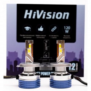 Лампа светодиодная HiVision Z7 Power Bright H4 (P43t, T16), 12В, 50/50Вт, 6000К, комплект 2 шт, арт. Л0428