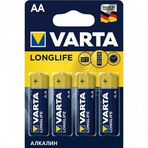 Батарейка щелочная Varta Longlife, AA (LR6), 1.5В, 4 шт