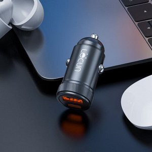 Зарядное устройство в прикуриватель Lecun Mini, 12/24, 1xUSB (5В/3А, 9В/2А, 12В/1.5А), 1xUSB Type-C PD (5В/3А, 9В/3А, 12В/3А), 33Вт, с функцией Power Delivery, арт. LC-21
