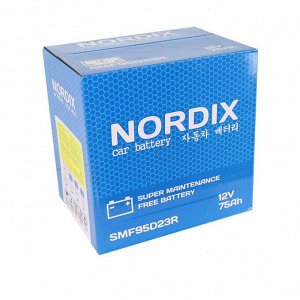Аккумулятор Nordix 95D23R, 75Ач, CCA 650А, необслуживаемый