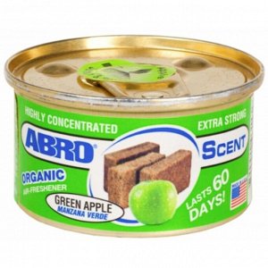 Ароматизатор на торпедо ABRO Органик Green Apple (Зеленое яблоко), с растительным наполнителем, баночка 42г, арт. AS-560-GA