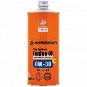 Масло моторное Autobacs Engine Oil 0w30, синтетическое, API SP, ILSAC GF-6A, для бензинового двигателя, 1л, арт. A01508397 (Япония)