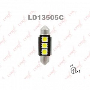 Лампа светодиодная LYNXauto Festoon C5W (SV8.5, T11x35), 12В, 5Вт, 7000К, 1 шт, арт. LD13505C
