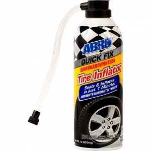 Аварийный герметик для колёс ABRO Quick Fix Tire Inflator, со шлангом, аэрозоль 340г, арт. QF-25