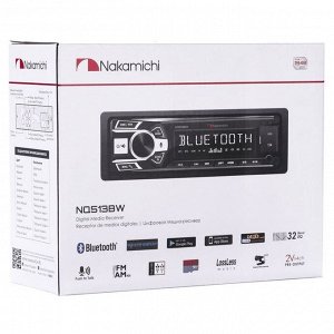Автомагнитола Nakamichi NQ513BW, 1 DIN, USB/AUX/Bluetooth, 4х50Вт, пульт ДУ, белая подсветка