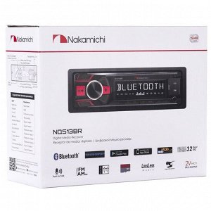 Автомагнитола Nakamichi NQ513BR, 1 DIN, USB/AUX/Bluetooth, 4х50Вт, пульт ДУ, красная подсветка