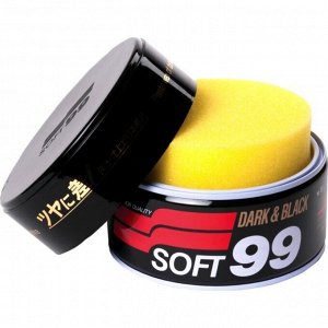 Полироль кузова Soft99 Soft Wax, защитный, с воском карнаубы, для тёмных автомобилей, банка 300г, (+губка), арт. 00010