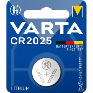 Батарейка литиевая Varta Professional Electronic, CR2025 (Ø20.0x2.5мм), 3В, 1 шт