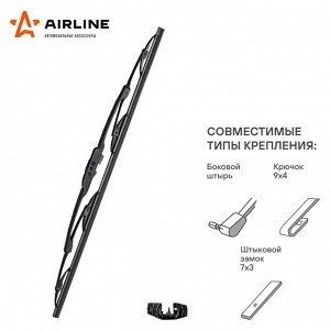 Щетка стеклоочистителя Airline 430мм (17") каркасная, всесезонная, крепление J-Hook, 1 шт, арт. AWB-K-430