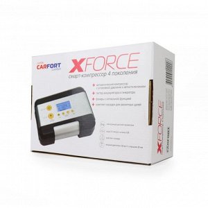 Компрессор автомобильный Carfort X-Force, 12В, 10А, 30л/мин, 7атм, тест АКБ и генератора, ЖК дисплей, фонарь