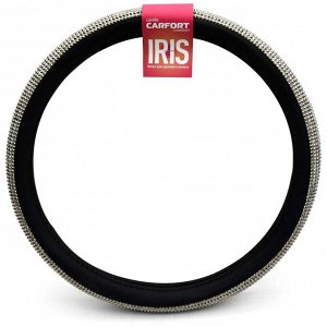 Оплетка на руль Carfort Iris 12 с темными кристаллами, кожа, черный цвет, размер M (37-39см)