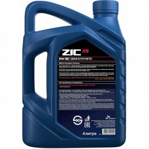 Масло моторное ZIC X5 5w30, полусинтетическое, API SP, ILSAC GF-6A, для бензинового двигателя, 4л, арт. 162621