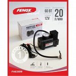 Компрессор автомобильный Fenox, 12В, 8А, 20л/мин, 17атм, длина шланга 50см, насадки, арт. FAE2019