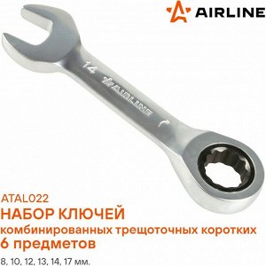 Набор комбинированных ключей Airline PRO, от 8 до 17мм, с трещоткой, 6 предметов, арт. ATAL022