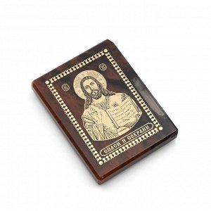 Икона автомобильная из обсидиана "Иисус Христос" 28*38мм.